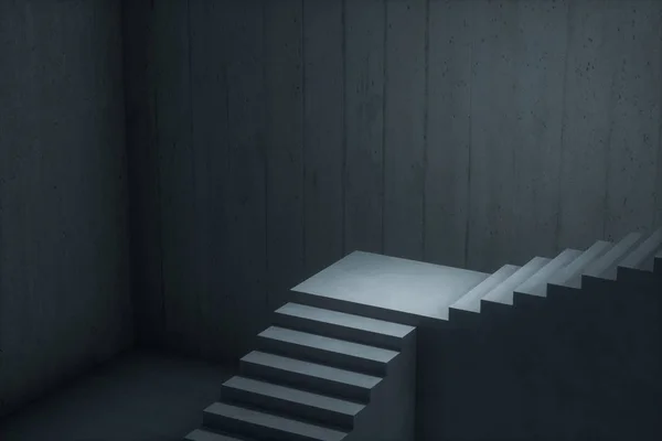 La scala nel seminterrato buio, rendering 3d . — Foto Stock