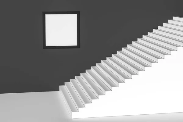 Η σκάλα στο φως της ημέρας με λευκό φόντο, 3D απόδοση. — Φωτογραφία Αρχείου