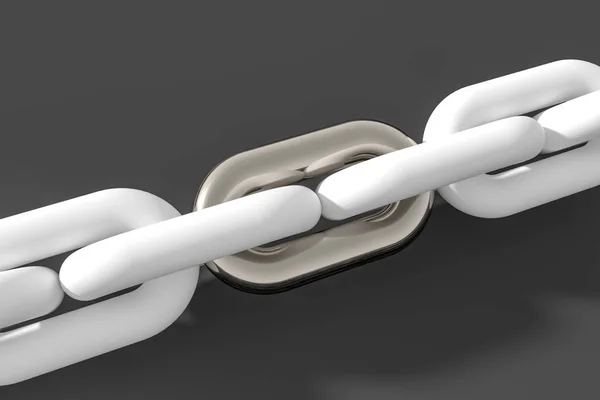 Řetěz s prázdným pozadím, koncept digitálního zabezpečení, 3D vykreslování. — Stock fotografie