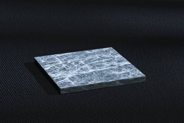 Karanlık odada mermer kübik platform, 3d render