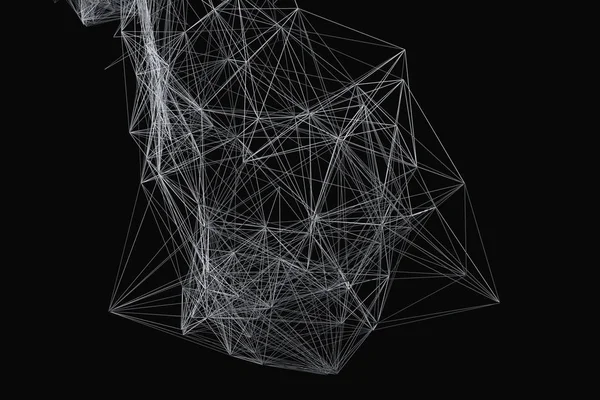 Technologische Strukturlinien mit schwarzem Hintergrund, 3D-Rendering. — Stockfoto