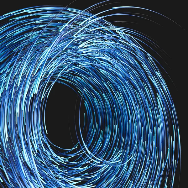 Blue swirling swirls with gradient lines, 3d rendering