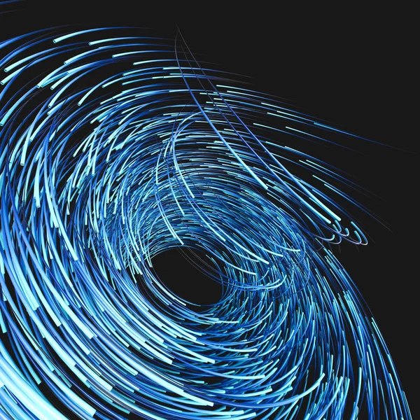 Vortici turbinanti blu con linee di gradiente, rendering 3d — Foto Stock