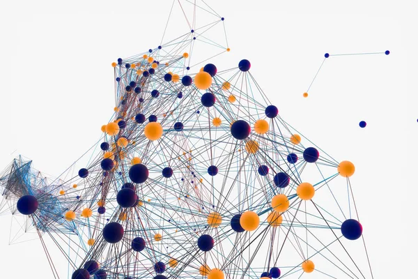 Gen çizgileri ve düğümleri, biyolojik gen yapısı, 3d render.