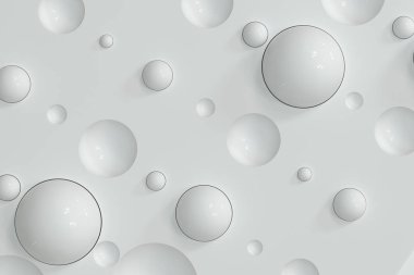 Yinelenen küreler ve duvar lots, 3d render.