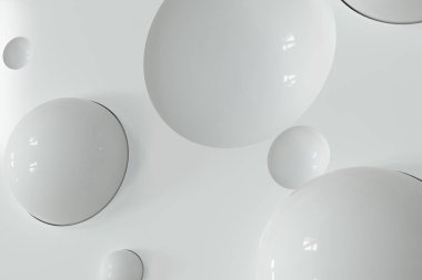 Yinelenen küreler ve duvar lots, 3d render.