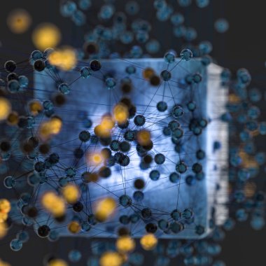 Saydam küp ve teknik bağlantı, 3d render