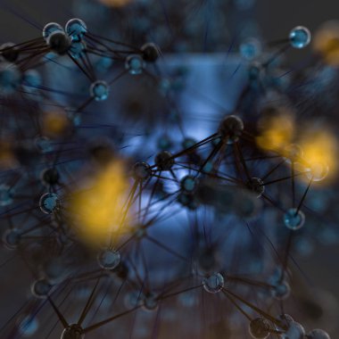 Saydam küp ve teknik bağlantı, 3d render