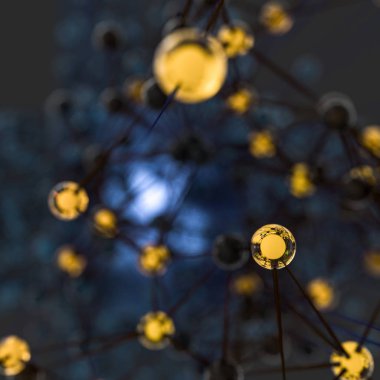 Saydam küp ve teknik bağlantı, 3d render