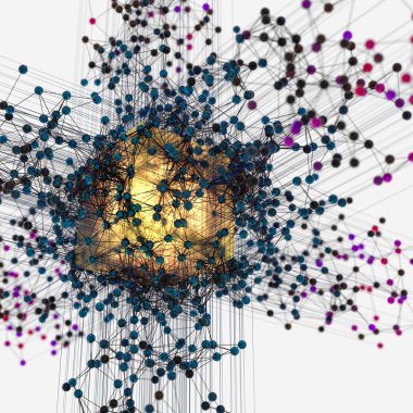 Saydam küp ve teknik bağlantı, 3d render