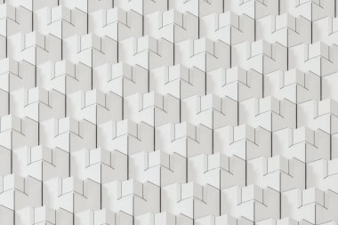 Yinelenen kareler yığılmış duvar, 3d render.