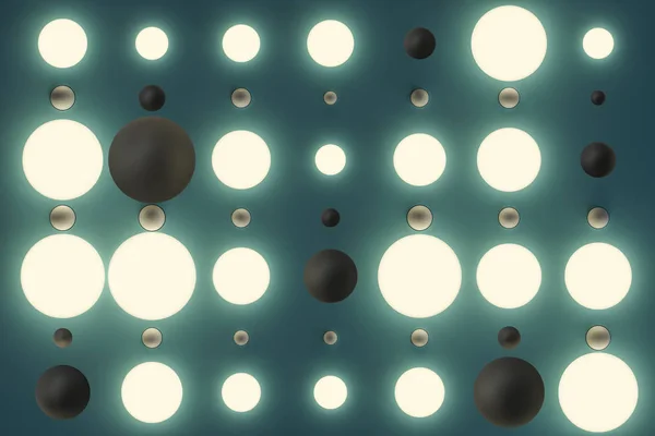 Un montón de esferas de repetición y la pared, la representación 3d . — Foto de Stock