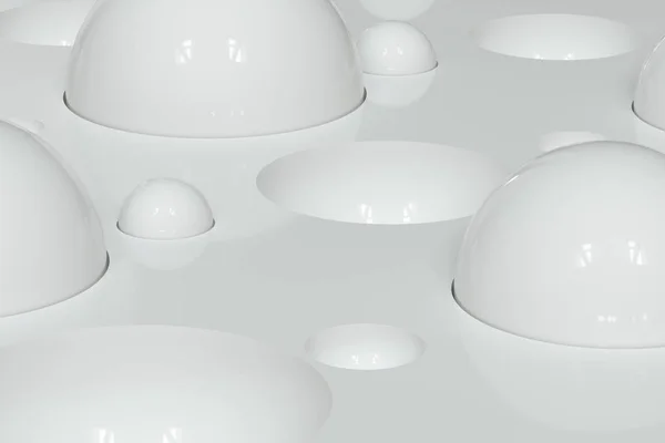 Muitas esferas de repetição e parede, renderização 3d . — Fotografia de Stock