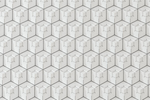 The wall with duplicate squares stacked, 3d rendering.