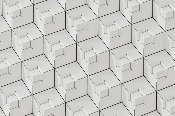 Die Wand mit doppelten Quadraten gestapelt, 3D-Rendering. — Stockfoto