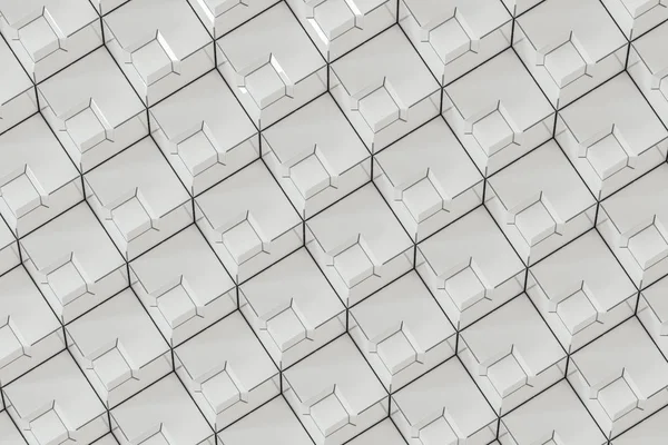 Yinelenen kareler yığılmış duvar, 3d render.