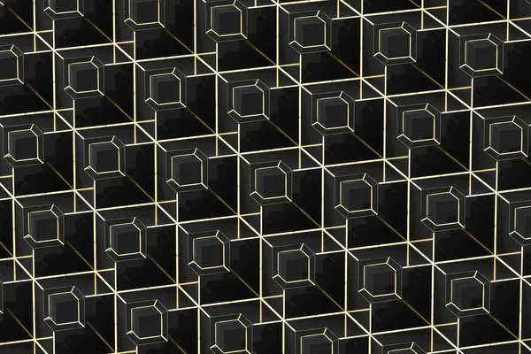 Väggen med dubbla kvadrater staplade, 3D-rendering. — Stockfoto