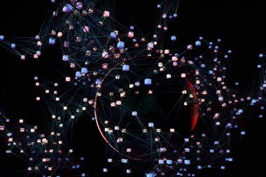 Bağlı çizgiler, 3d render ile parlayan ve büyülü küre.