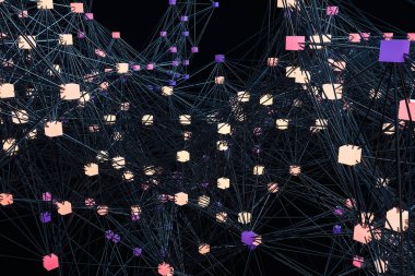 Varyasyonel çizgilerle parlayan düğümler, 3d render