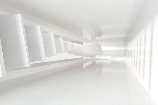 Quarto vazio branco com luz do sol do lado, renderização 3d — Fotografia de Stock