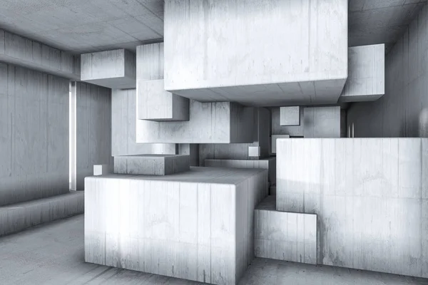 Белая пустая бетонная комната, 3D рендеринг — стоковое фото