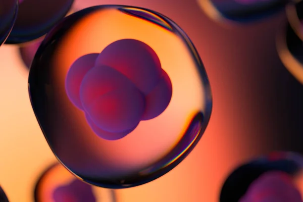 다채로운 배경과 세포, 생명 공학의 개념, 3D 렌더링 — 스톡 사진
