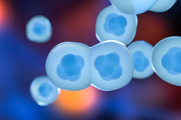 Kleurrijke achtergrond en cellen, het concept van biotechnologie, 3D-rendering — Stockfoto