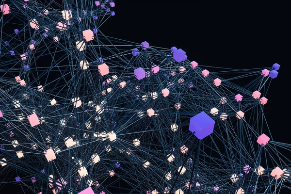 Glödande noder med Variations Lines, 3D-rendering — Stockfoto