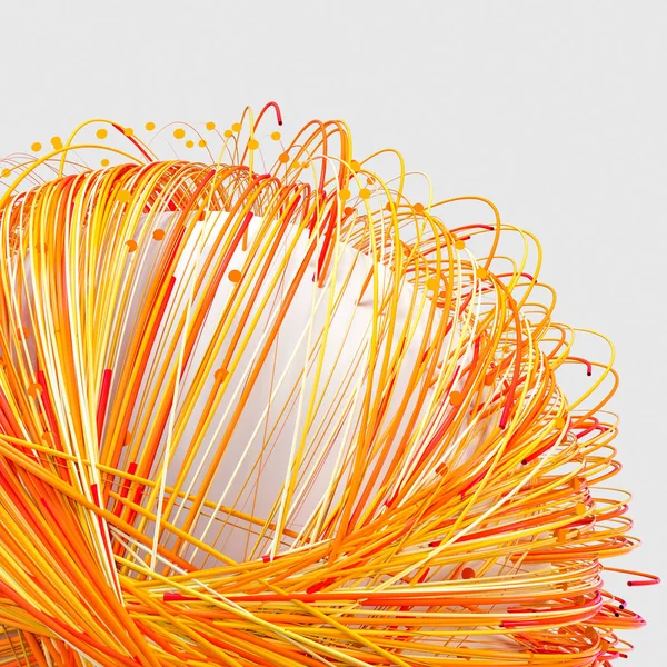 Orange virvel linjer med vit bakgrund, 3D-rendering. — Stockfoto