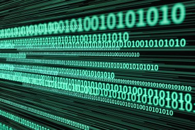 Koyu arka plana sahip parlayan dijital çizgiler, 3d render