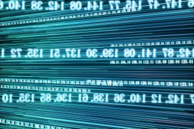 Sayılardan oluşan dijital çizgiler, küre büyük veri arka planı, 3d render