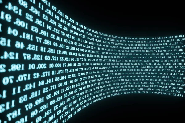 Sayılardan oluşan dijital çizgiler, küre büyük veri arka planı, 3d render