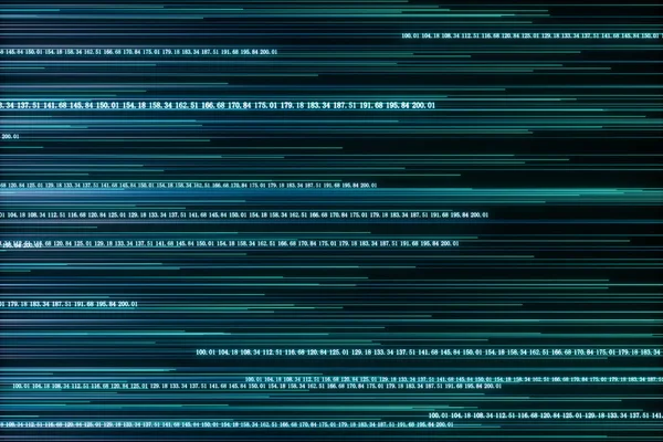 Sayılardan oluşan dijital çizgiler, küre büyük veri arka planı, 3d render