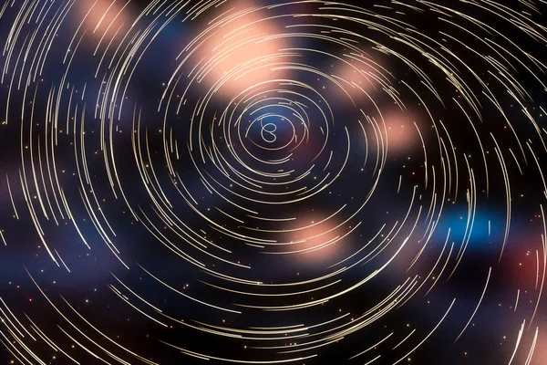 Partiklene roterer rundt sitt sentrum med mørk bakgrunn, 3d gjengivelse . – stockfoto