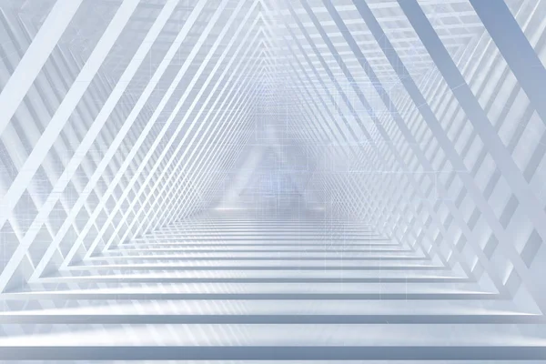 技術ライン、3Dレンダリングと明るく空の部屋. — ストック写真