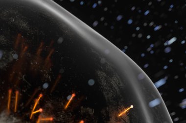 Zar ile çevrili bir hücre, biyoteknoloji konsepti, 3D görüntüleme