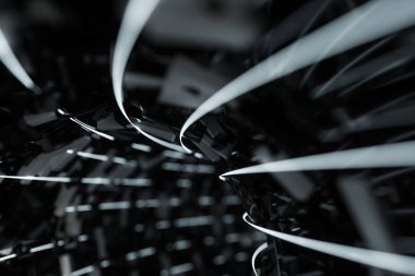 Bloklardan oluşan tünel, teknoloji arka planı, 3 boyutlu görüntüleme.