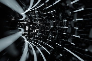 Bloklardan oluşan tünel, teknoloji arka planı, 3 boyutlu görüntüleme.