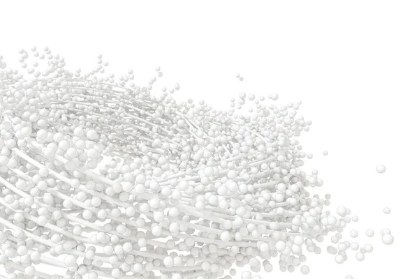 Een massa van vloeiende bollen met witte achtergrond, 3d rendering. — Stockfoto