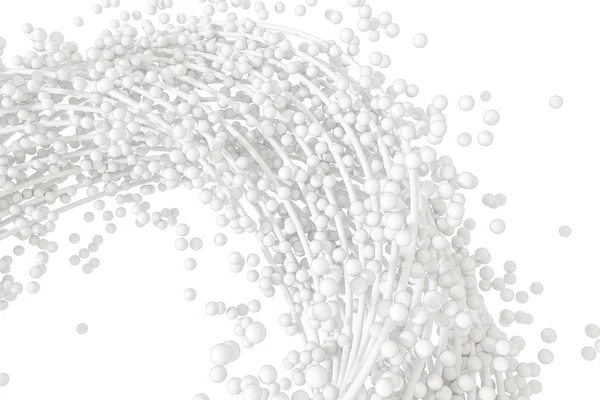 흰색 배경 , 3D 렌더링으로 흐르는 구체의 덩어리. — 스톡 사진