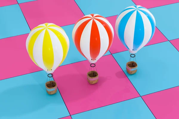 Многократный воздушный шар с красочным фоном, 3d рендеринг . — стоковое фото