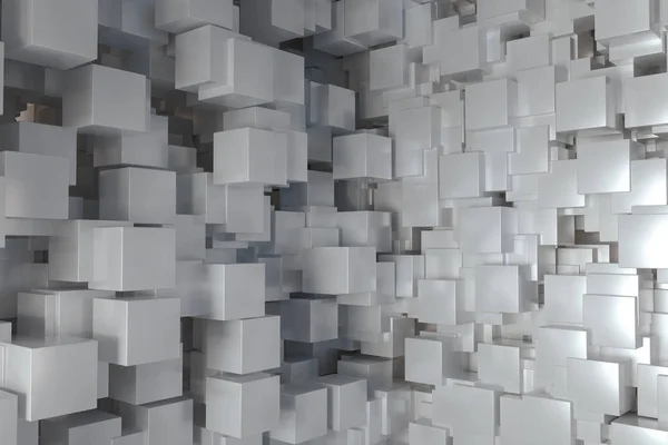 La pièce faite de cubes, dans un espace tridimensionnel, rendu 3D . — Photo