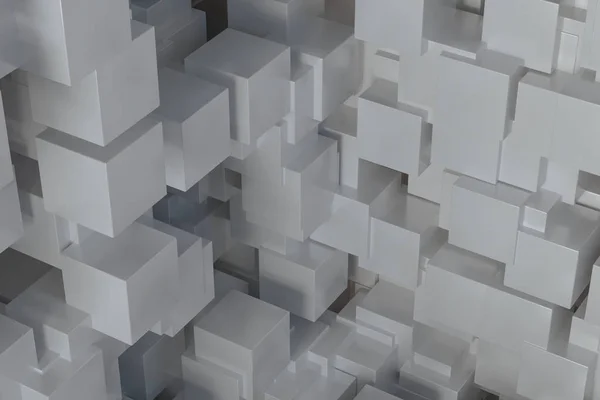 La pièce faite de cubes, dans un espace tridimensionnel, rendu 3D . — Photo