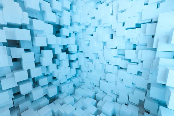 La habitación hecha de cubos, en espacio tridimensional, representación 3d . — Foto de Stock