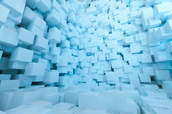 La pièce faite de cubes, dans un espace tridimensionnel, rendu 3D . — Photo