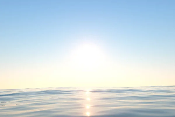 Ocean i słońce, piękno natury, 3d rendering. — Zdjęcie stockowe