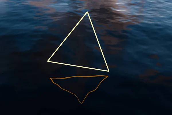 O oceano largo com linhas brilhantes do triângulo, renderização 3d . — Fotografia de Stock