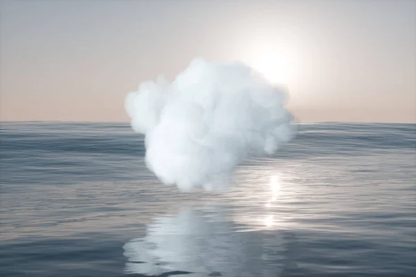 Ihana valkoinen pilvi merellä, 3d renderöinti . — kuvapankkivalokuva