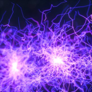 Elektrik enerjisi ve yıldırım kıvılcımı, 3D görüntüleme.