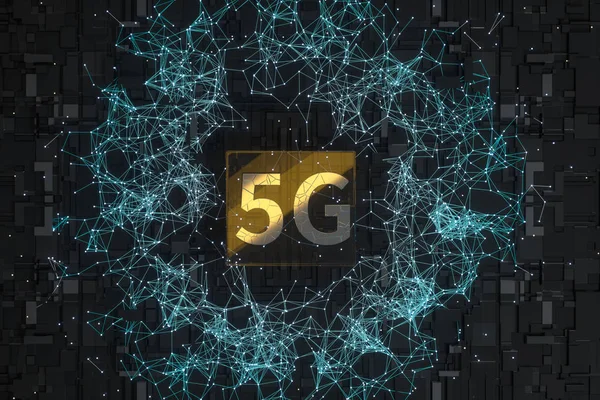 3d 렌더링, 5 g 글꼴 및 회로 배경 — 스톡 사진